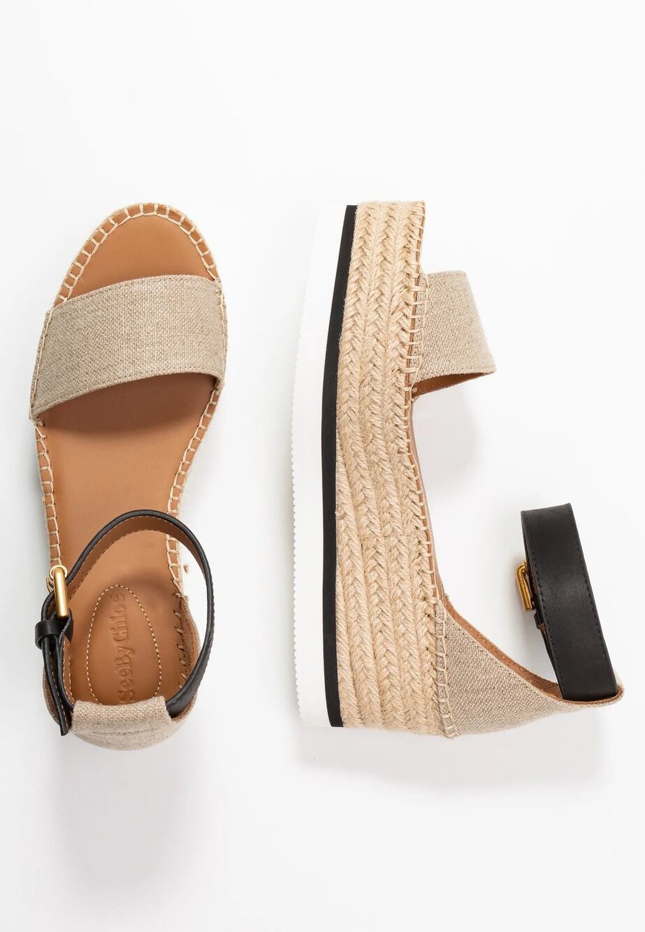 See by Chloé Glyn Suede Espadrille Ankle Strap Wedge Sandals Brown Women's EU 39